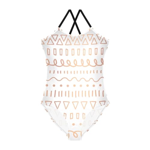 susiyo Girls One Piece Swimsuits Rose Gold Lines Bathing Suit Quick Dry Beach Swimwear for Toddler Girl 3-10 Years