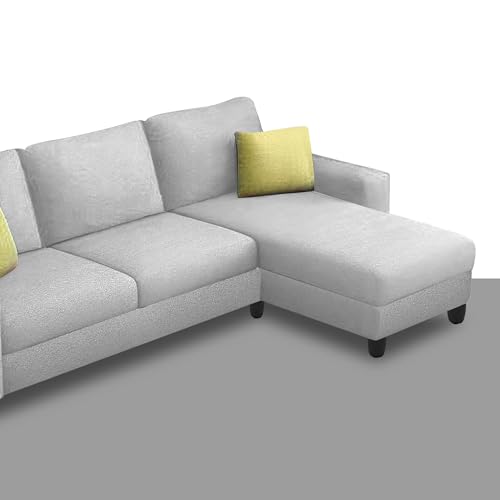 Image of Orland 4 Seater RHS L Shape Sofa Set for Living Room | Color - Grey | Premium Fabric Sofa