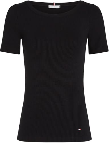 Tommy Hilfiger Damen T-Shirt Kurzarm 5X2 Rib Slim Fit, Schwarz (Black), XXXL – Ansicht 4