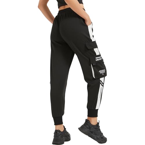 MEINVQIAOTI Black Cargo Pants for Women Straight Hip-hop and Thin Casual Techwear Women Baggy Pants3