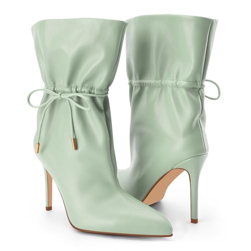 Women's Stiletto High Heel Pull on slouchy Drawstring Fall Ankle Boots Pointed Toe Fashion Evening Party Short Booties3