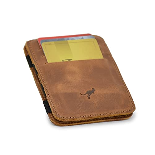 Carteira Mágica 100%couro Legítimo P/cartões,cnh,cédulas (Marrom Claro)