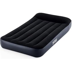 Intex Dura-Beam Standard Pillow Top Airbed Comfortable Blow Up Portable Air Mattress with Built-in Electric Pump and Carrying Bag, Twin Size, Blue
