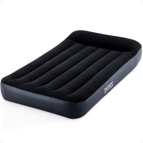 INTEX 64145ED Dura-Beam Standard Pillow Rest Air Mattress: Fiber-Tech – Twin Size – Built-in Electric Pump – 10in Bed Height – 300lb Weight Capacity by Intex - Used condition - CA$35.71