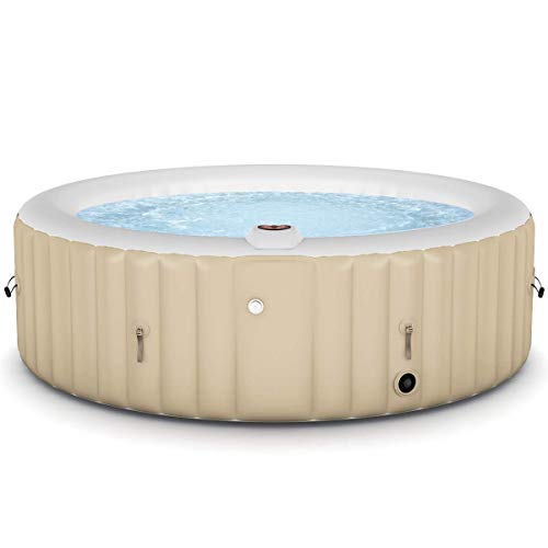 Goplus 4-6 Person Outdoor Spa Inflatable Hot Tub for Portable Jets Bubble Massage Relaxing with Accessories Set (6-Person, White)