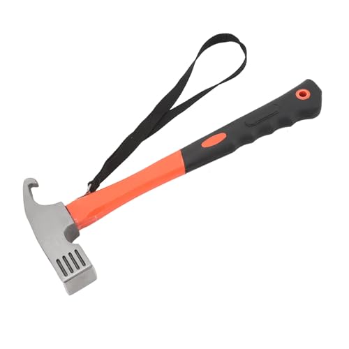 Martillo de Garra, Martillo de Clavado Multifuncional de Hierro de Caucho ABS con Garra de Pico de águila para Acampar, Senderismo (ORANGE)