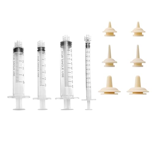 14PCS Kitten Nipples Feeding Kit with 1ml 3ml 5ml 10ml Syringes and 4 Short 4 Long 2 Large Kitten Bottle Nipples for Newborn Kitten Bottle Nursing Set Suitable for Kittens Puppies Rabbits Anti Choke