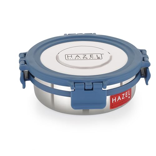 Image of HAZEL Airtight Stainless Steel Containers, 285 ML, Lunch Box with Steel Lid, Set of 4