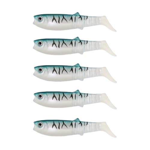 5 Pcs T-tail Soft Plastic Fishing Lures Lifelike Swimbaits Multi-Color Realistic Fishing Bait for Freshwater Saltwater Bass Pike