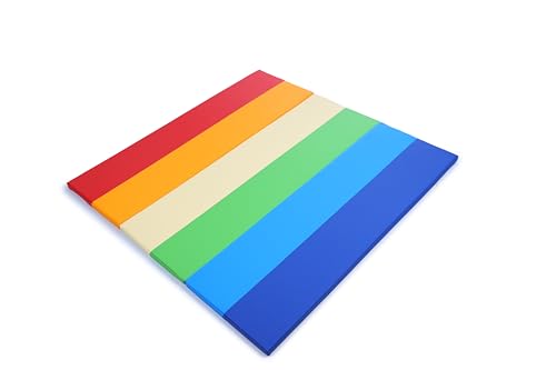 ベビーマット 121×121×3cm ベビープレイマット 折りたたみ 厚手クッション PUレザー 防水仕様 防音対策 すべり止め フロアマット 赤ちゃん用 お昼寝マット 室内 屋外 レインボー