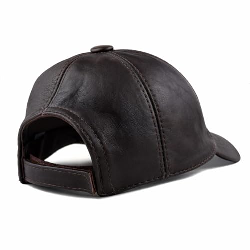 Lukkizara Genuine Leather Baseball Cap 100% Real Lambskin Leather Brown Unisex-Adults Classic Fit