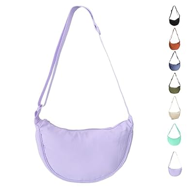 Uwiyo Borsa a Mezzaluna da Donna, Borsa per Ravioli in Nylon Borsa a Tracolla Hobos Borsa a Mezzaluna Portatile Borsa a Tracolla con Tracolla Regolabile per uso quotidiano (Viola)
