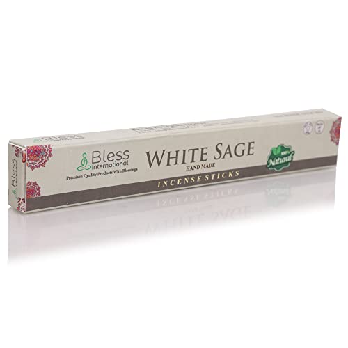 Bless-White-Sage-Incense-Sticks 100%-Natural-Handmade-Hand-Dipped-Incense-Sticks Organic-Chemicals-Free For-Purification-Relaxation-Positivity-Yoga-Meditation The-Best-Woods-Scent (25 Sticks (40Gm)) #TOP3