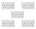 Price comparison product image 5 PACK - Hager 13A 2 Gang Double Pole (Dual Earth) Switched Socket - Sollysta Range (5)
