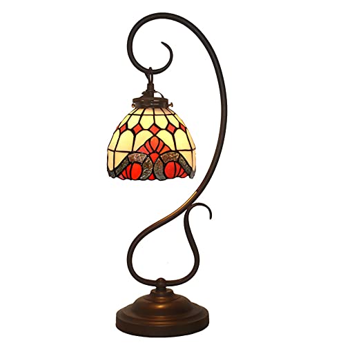 Lampe de table baroque vitrail et métal antique au design d'art traditionnel