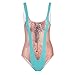 wadyob Funny Bathing Suits for Women 3D Hairy Chest Printed Hippie One Piece Swimsuits Sleeveless Swimwear Beachwear Light Blue