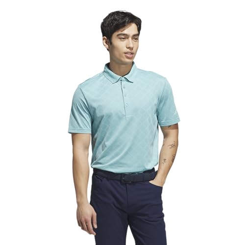 adidas Men's Ultimate365 Hounds Jacquard Polo Shirt, Mint Tone/Flash Aqua, Medium