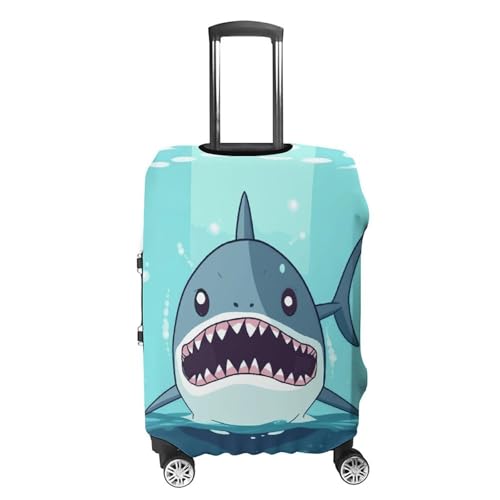 Cartoon Shark Floating in Water Printed Luggage Cover Protector, Fits 18-32 Inch Luggage4