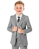 Boys‘ Suit Set 3T Toddler Tuxedo for Wedding Birthday Formal Dress Clothing Kids Gray Jacket Pants and Vest Set