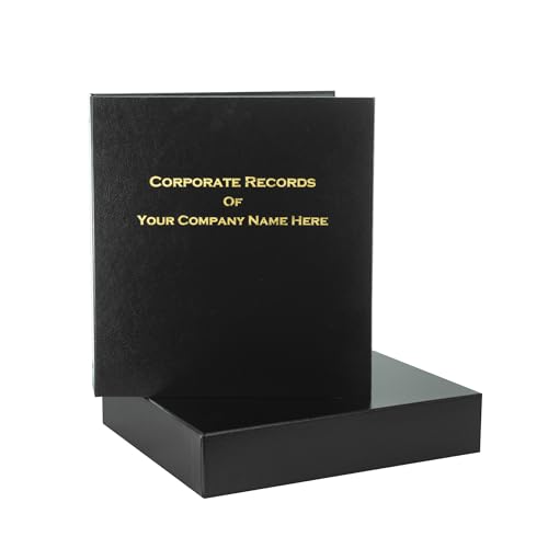 3-Ring Business Binder Portfolio with Slipcase Personalized Company Name Binder Custom Corporate Record Book for LLC Corporation or Notary Use (Black)