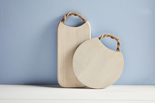 Tabla de Cortar Rectangular de Madera de Mango Blanqueada, con Asa de Cuerda Trenzada, 40,6 cm x 20,3 cm miniatura 2