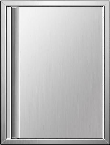 Outdoor Kitchen Doors 18W x 24H Inch Vertical Handle Single BBQ Access Door, 304 Stainless Steel for Outdoor Kitchen Cabinet Grill Station or BBQ Island