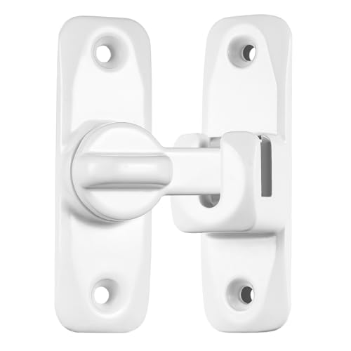 Image of INIRET 4 Packs Barn Door Latches,White 90 /180 Degree Gate Lock,Zinc Alloy Right Angle Door Lock Latch,Flip Gate Latches Hardware,Door Security Sliding Door Latch Lock fo Cabinets,Bathroom,Barn Door