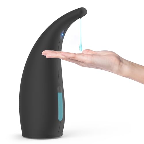 Dispenser Sapone Automatico, 300ml Dispensatore Sapone Senza Contatto con Sensore a Infrarossi, 4 Livelli Regolabili, Alimentato a Batterie, per Bagno Cucina Scuola Hotel