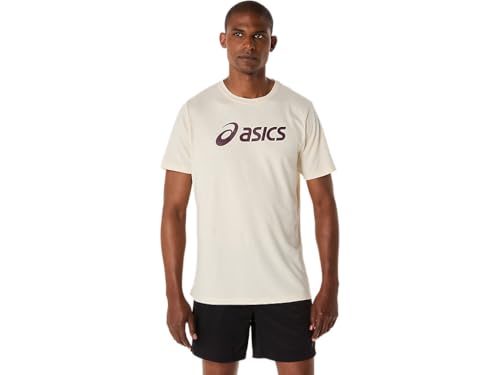 ASICS Men's XG Short Sleeve Lockup Logo TEE Running Apparel, 2XL, Oatmeal Heather