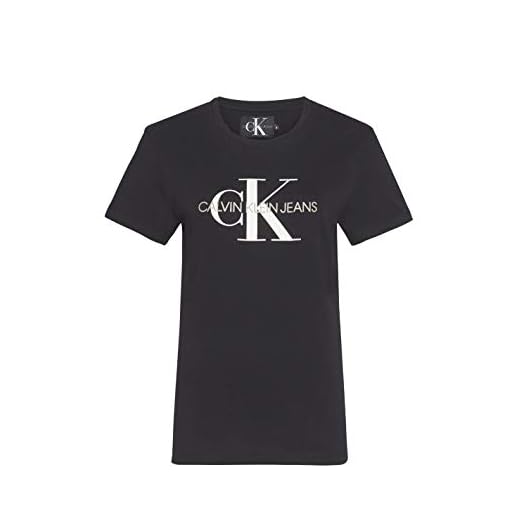 Calvin Klein Jeans Damer Core Monogram Logo Regular Fit T-shirt, Svart (Ck Black 099), S