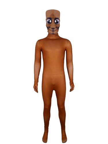 Shukqueen Unisex Italian Brainrot Animals Wooden Stick Man Tung Tung Sahur Clothes Brown Jumpsuit Halloween Bodysuit 170cm