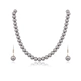 Ratnavali Jewels Collana con perle coltivate a conchiglia, 10 mm, lunghezza 40 cm, con orecchini a gancio, Perla, Perla