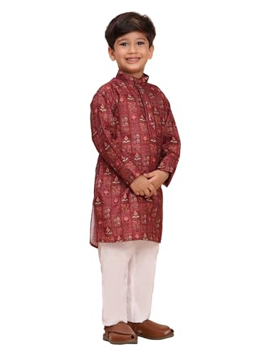 Image of Pro-Ethic Style Developer Boys Heavy Cotton Printed Kurta and Pajama Set for Kid's Ethnic Wear (S-280)