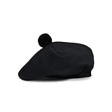 UMAM Tam o' Shatner Tam o' Shatner - Gorro plano de lana 100% escocesa, Negro -, talla única