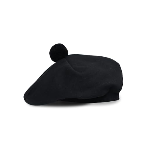 Image of Scottish Tam O' Shanter Hat Tartan Bonnet Pom Pom Wool Flat Cap One Size