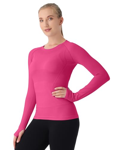 Image of MathCat Seamless Workout Shirts for Women Long Sleeve Yoga Tops Sports Running Shirt Breathable Athletic Top Slim Fit XS-XL