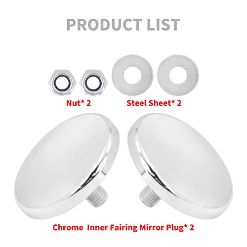 HDBUBALUS Motorrad CNC Innenverkleidung Spiegel Stecker Spiegel Loch Stecker Schrauben Montage Loch Stecker Fit Für Harley Batwing Street Glide Electra Glide Tri Glide 1996-2016 Chrom