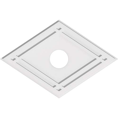 Image of Ekena Millwork CMP32X21DD-05000 Diamond Architectural Grade PVC Contemporary Urethane Ceiling Medallions 32 inchW x 21 3 /8 inchH x 5 inchID x 11 1 /4 inchC x 1 inchP