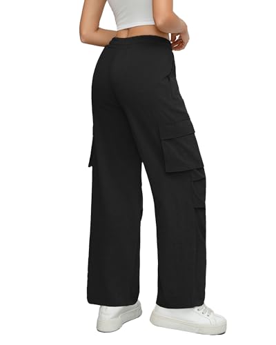 with 4 Pockets Womens High Waisted Wide Leg Cargo Pants Baggy Casual Trendy Work Pants4