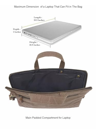 Image of The House of tara Brown Canvas Laptop MacBook Messenger Bag for Men and Women | Formal Business Slim Crossbody Sling Bag for College Purpose | Laptop Upto 15.6 Inch | Handbags with Shoulder Straps