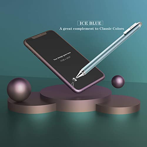 Image of Capacitive Stylus Pen, 4-in-1 High Sensitivity and Precision Touch Screen Stylus Clear Disc Tip,Black Rubber Tip &Mesh Fiber Tip Compatible with Universal Touch Screen Device (Ice Blue)