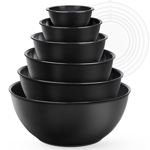 Greentainer Lot de 6 Bols Gigognes + 6 Couvercles - Ensemble de 6 Tailles (0.25L à 5.25L) pour Mélange & Stockage - Micro-ondes, Lave-vaisselle &...