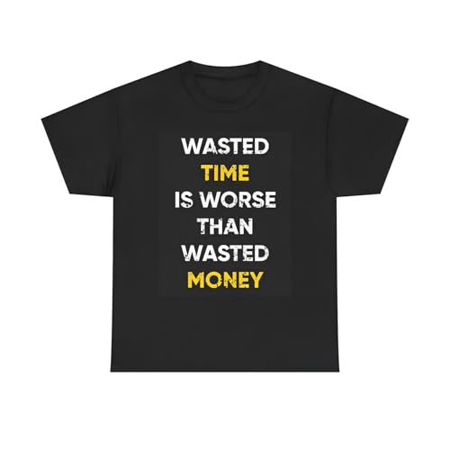 Wasted Money Wasted Time Graphic T Shirt Investing Unisex Heavy Cotton Tee Black Black