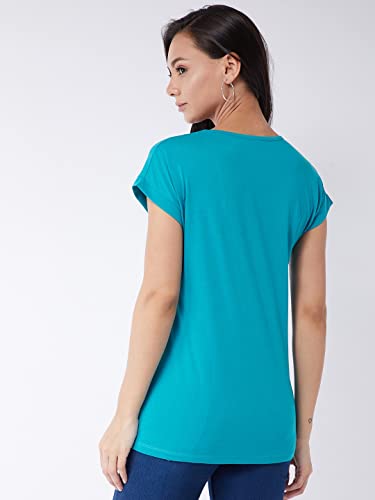 Image of Modeve Women Printed Cotton Blend Half Sleeve Round Neck T-Shirt for Summer