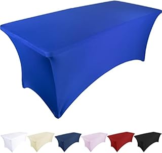 Ocves Stretch Tablecloth 6Ft Spandex Table Covers Polyester Fitted Rectangular Stretchable Table Cover Wedding Party Cocktail Bar Craft Exhibitions Washable Table Cover Champagne 6ft (1pcs)