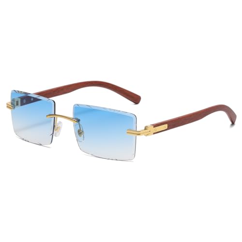 Fashion Sunglasses for Men Women Rectangular Rimless Glasses Metal Sunglasses UV400 Glasses