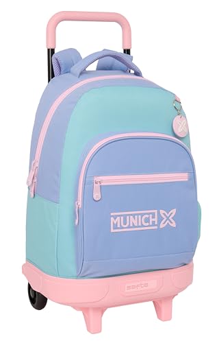 Safta MUNICH MELLOW - Mochila Grande con Ruedas, Compacta, Extraíble, Ideal para Niños de Diferentes Edades, Cómoda y Versátil, Calidad y Resistencia, 33x22x45 cm