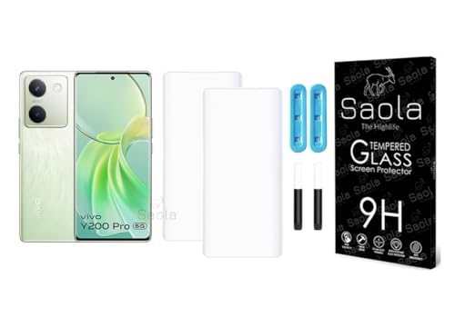 Image of Saola 2-Pack UV Curved Tempered Glass for Vivo Y200 Pro | 9H Hardness | Edge-to-Edge Full Screen Coverage | UV Light Installation | Scratch Resistant | Case Friendly Screen Protector. (6.78 Inches)