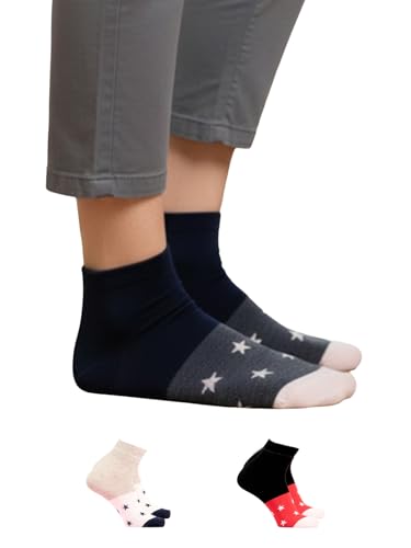 Image of Orbit Ankle Length Socks for Men |Made With Durable & Breathable Cotton | Ideal for Gym, Running, Office | 3 Pair -Multicolor
