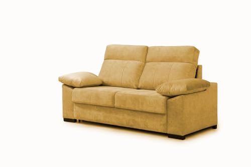 DESCANSIN Sofá Cama Italiano 3 Plazas con colchón de 140x190 - Apertura Italiana - Tela Variada - Madera Pino - Colchón de 15cm de Grosor (Mostaza)